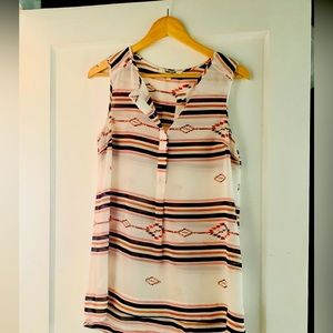 Sheer sleeveless Aztec-print top